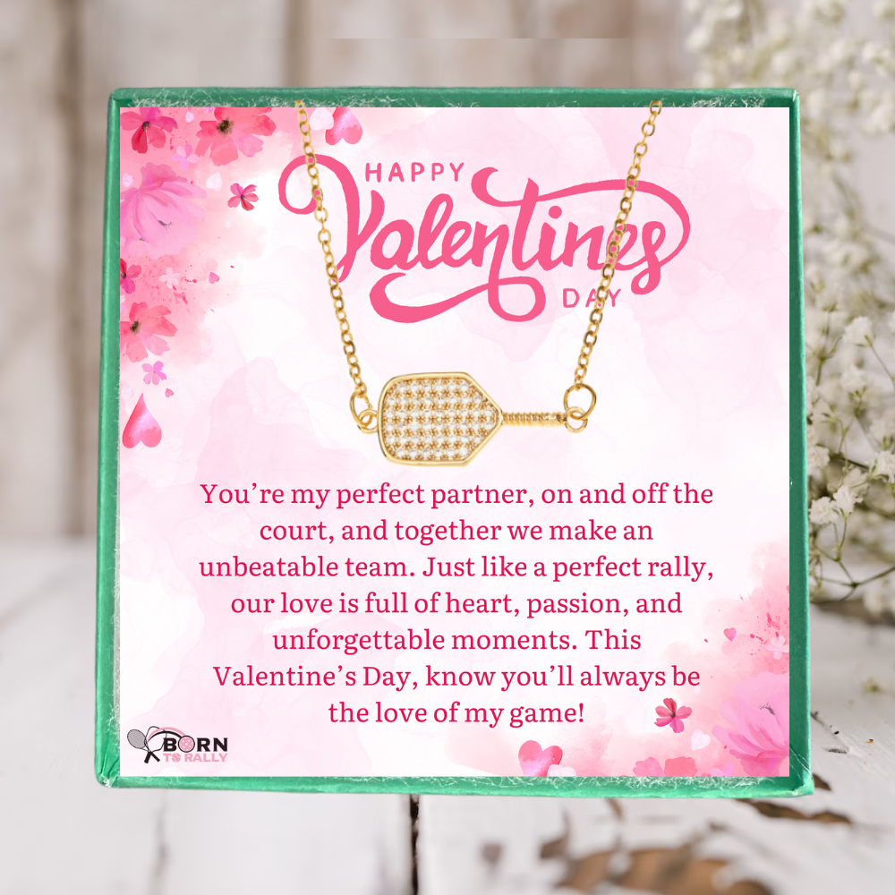 Valentine's Day Pickleball Connector Rhinestone Necklace