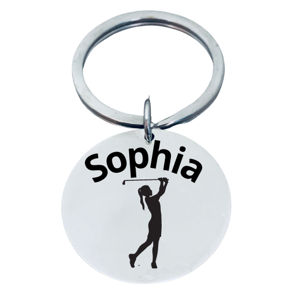 Girls Personalized Golf Keychain