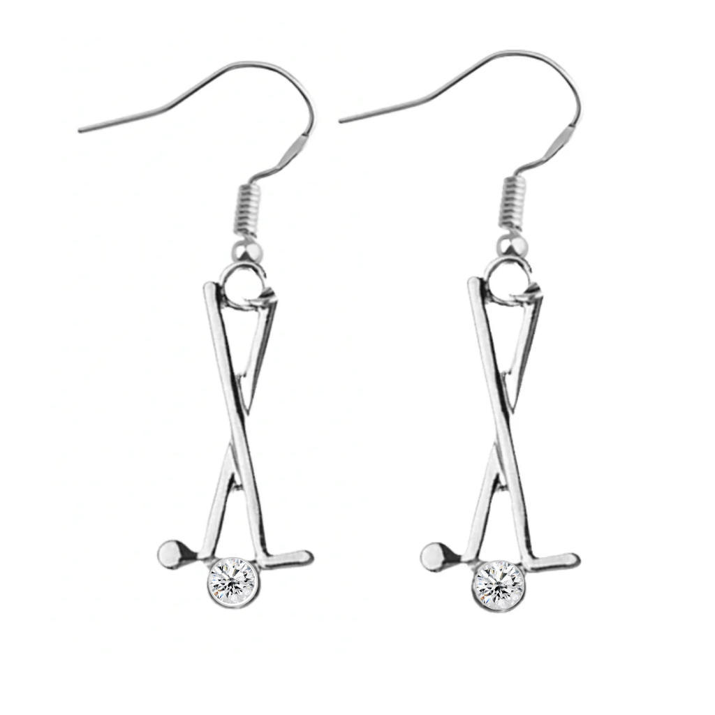 Golf Club CZ Earrings