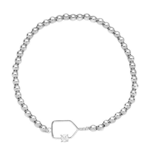 Pickleball Beaded CZ Stretch Bracelet