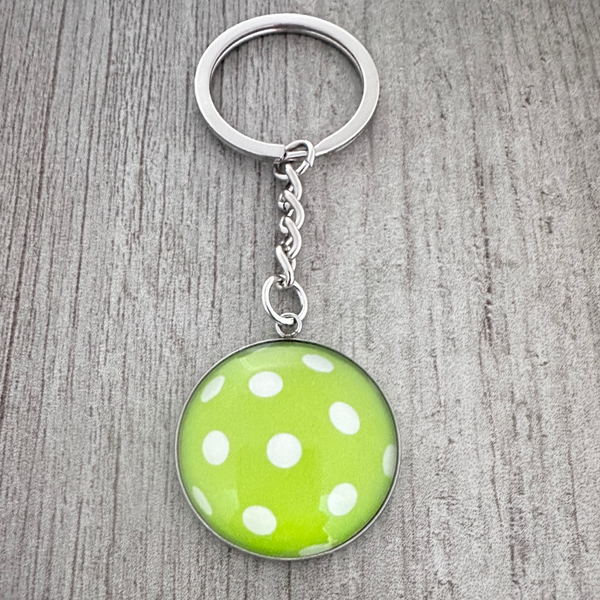 Green Pickleball Ball Keychain