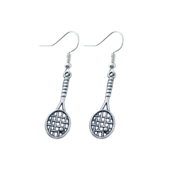 Silver Tennis Single Racket Earrings