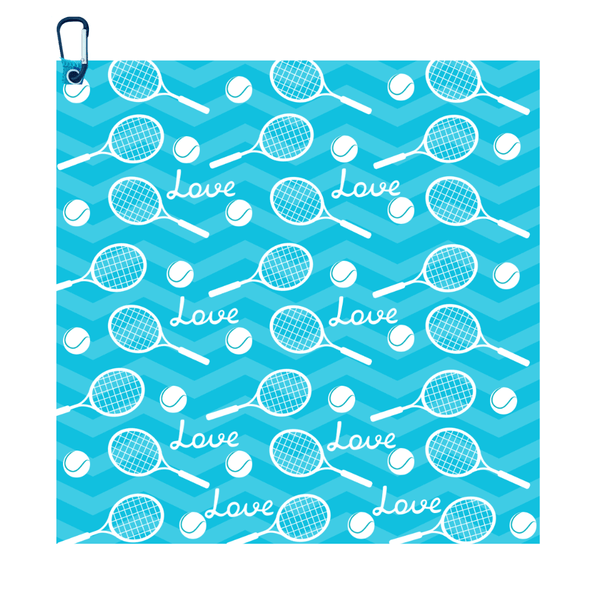 Tennis Love Towel - Microfiber & Cotton Athletic Towels with Carabiner Clip