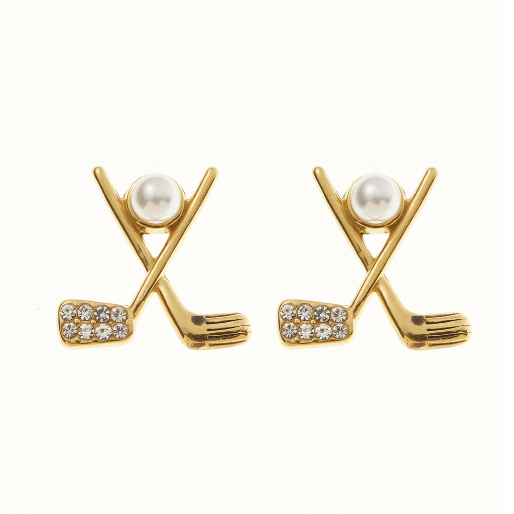 Golf Pearl Stud Earrings