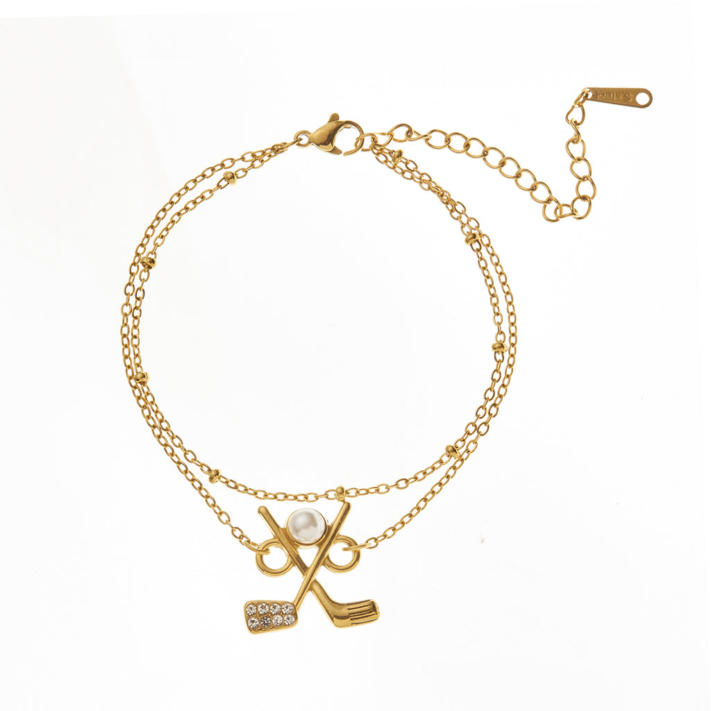 Gold Golf Double Chain Bracelet