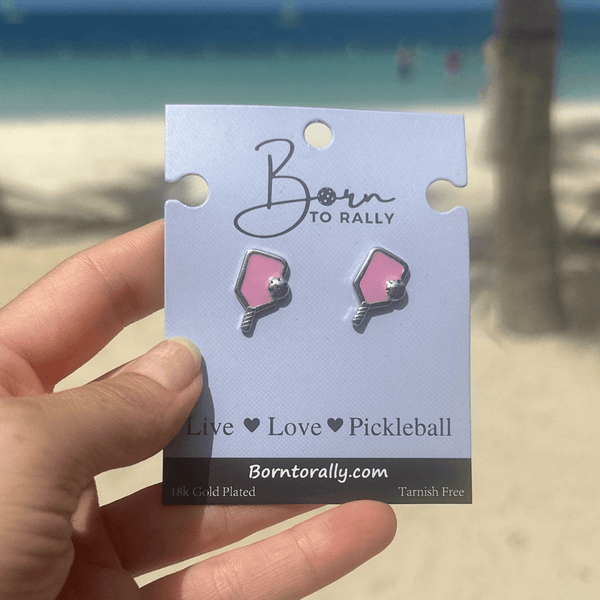 Pink Pickleball Paddle Stud Earrings