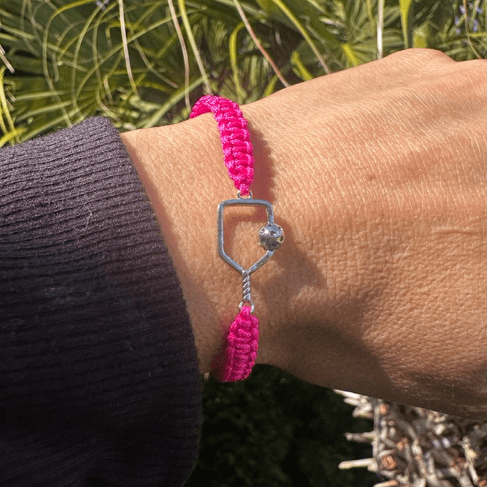 Pickleball Rhinestone Paddle Adjustable Rope Bracelet