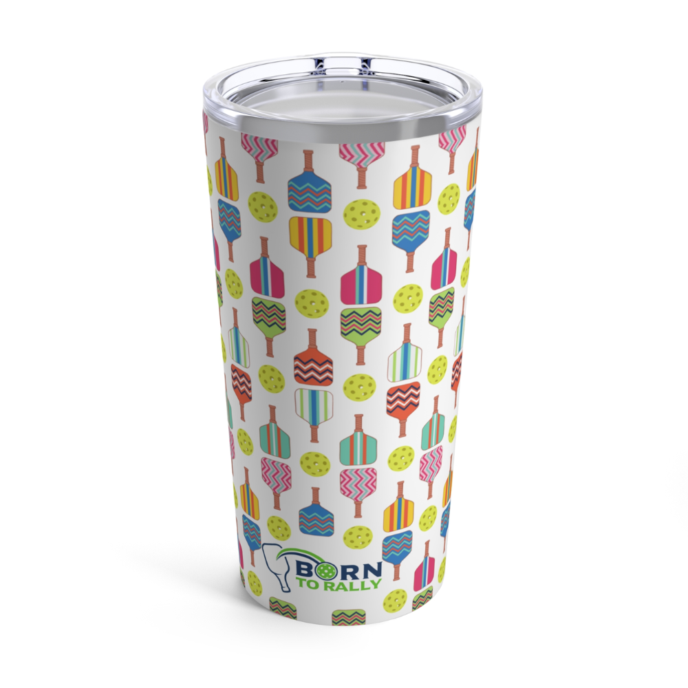 Pickleball 20oz Tumbler- Multicolored Paddles