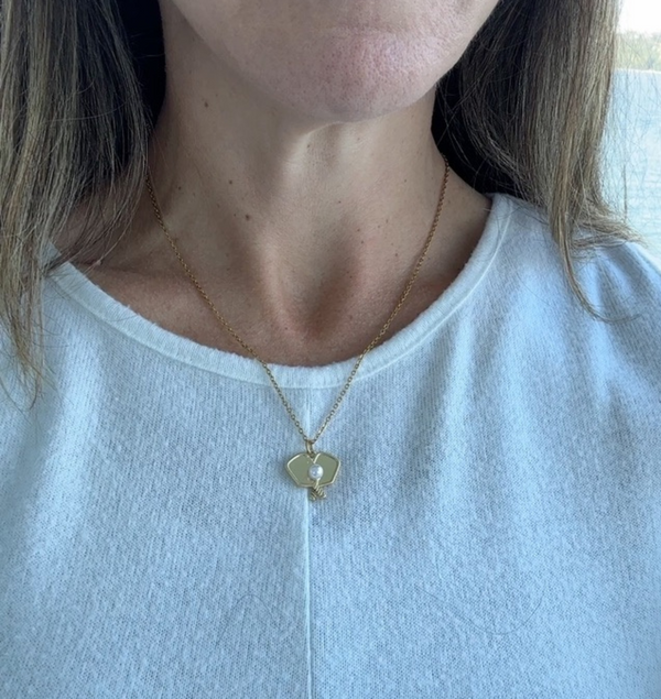 Pickleball Pearl Elegance Necklace - Gold