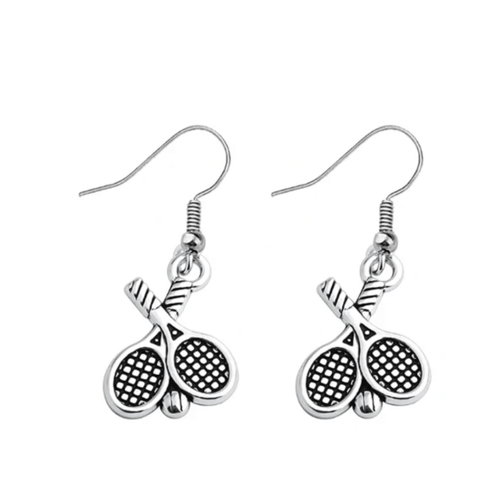 Silver Tennis Racket Earrings