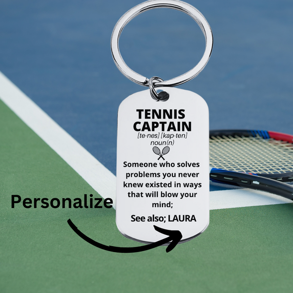 Personalized Tennis Captain Keychain