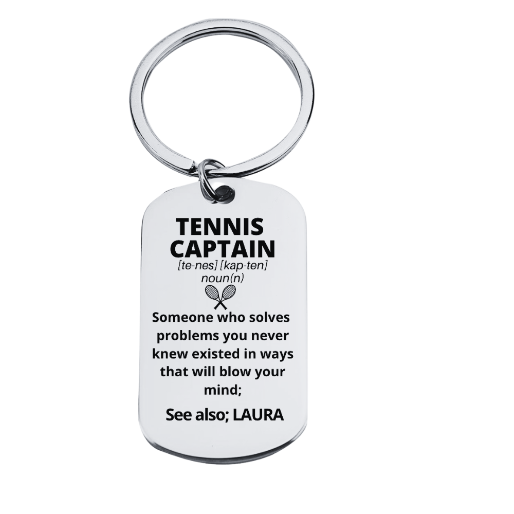 Personalized Tennis Captain Keychain