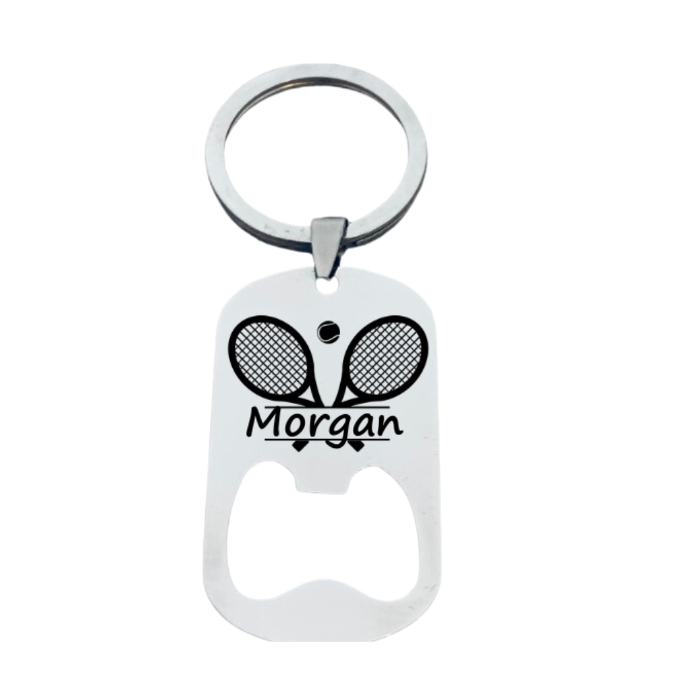 Personalized Tennis Bottle Opener Keychain