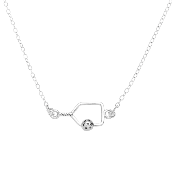 Gold and Silver Pickleball Necklace Silver